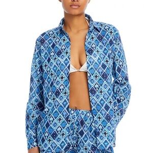 NWOT Peixoto Blue Diamond Pattern Nicole Shirt